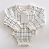 ‘Sky Blue Stripe’ Ribbed Knit Onesie