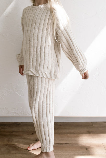 Children’s Wide Ribbed Knit Sweater ‘Oatmeal’