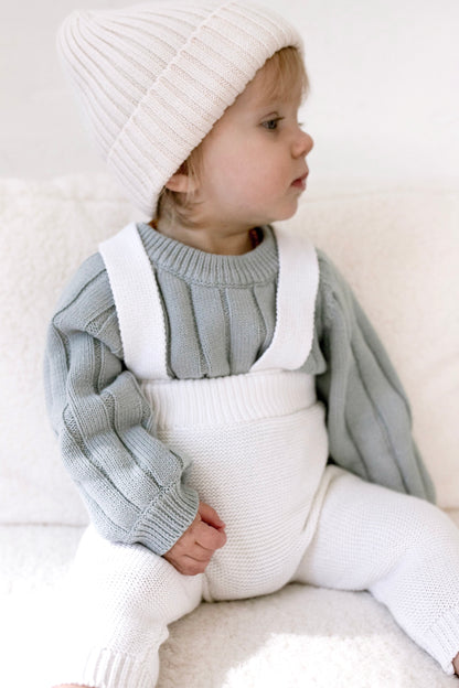 Wide Ribbed Knit Onesie ‘Fog’