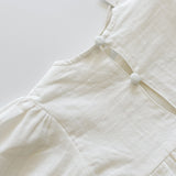 Billowed Sleeve Linen Dress ‘White’