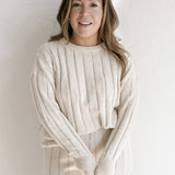 Women’s Wide Ribbed Knit Sweater ‘Oatmeal’