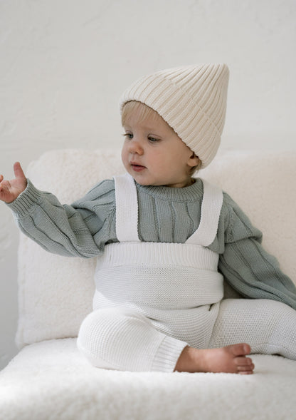 Wide Ribbed Knit Onesie ‘Fog’