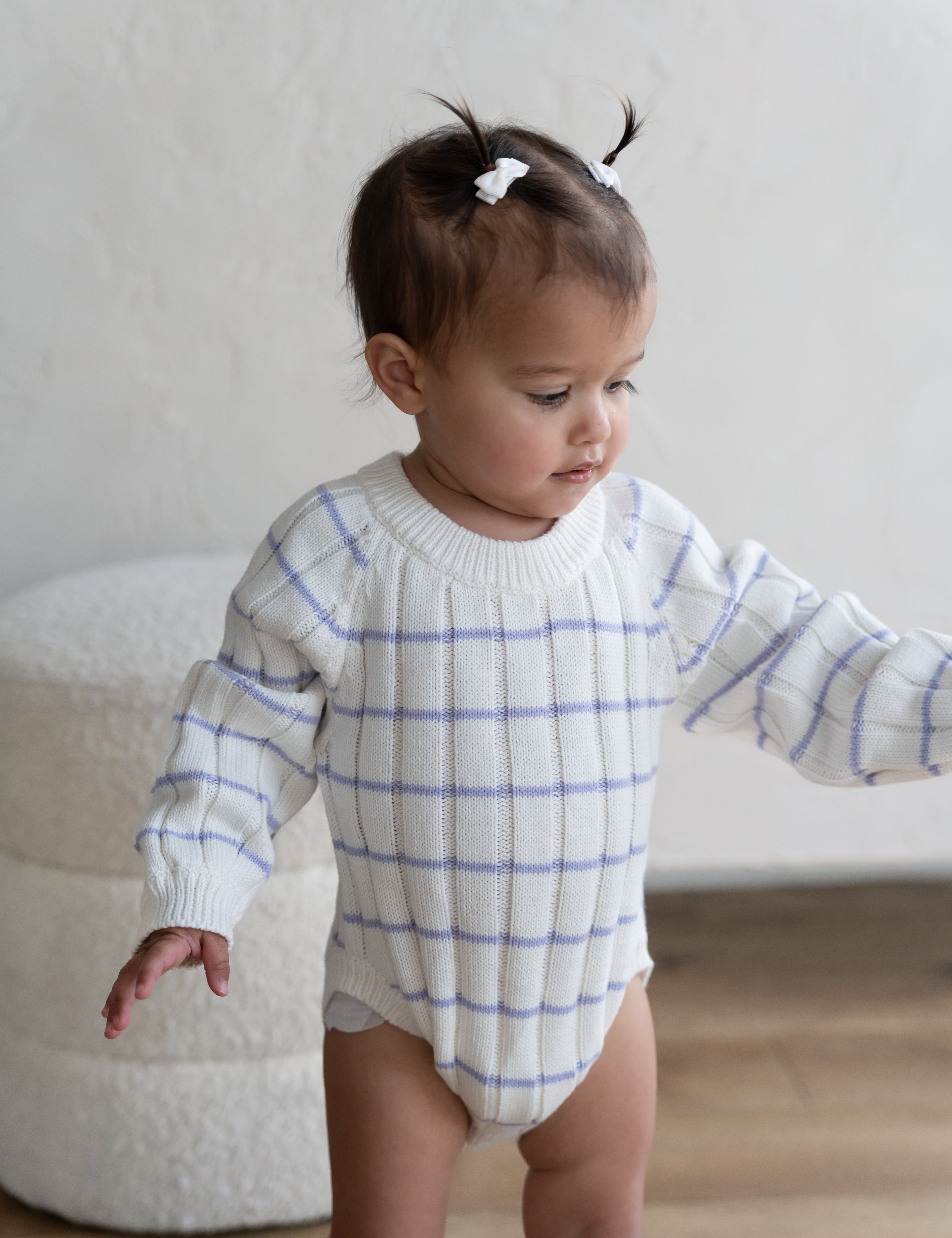 ‘Lilac Stripe’ Ribbed Knit Onesie