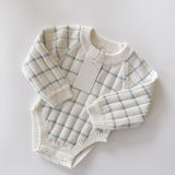 ‘Sky Blue Stripe’ Ribbed Knit Onesie