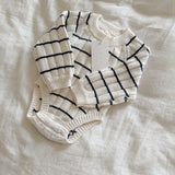 ‘Navy Stripe’ Ribbed Knit Onesie