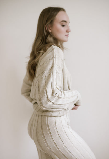 Women’s Wide Ribbed Knit Sweater ‘Biscotti’