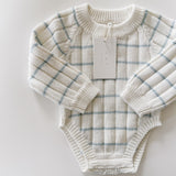 ‘Sky Blue Stripe’ Ribbed Knit Onesie