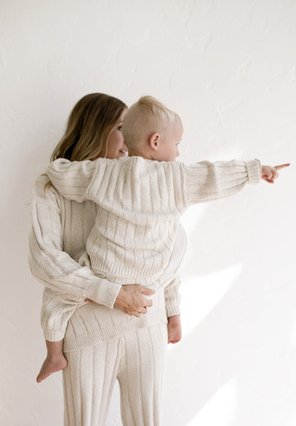 Children’s Wide Ribbed Knit Pant ‘Oatmeal’