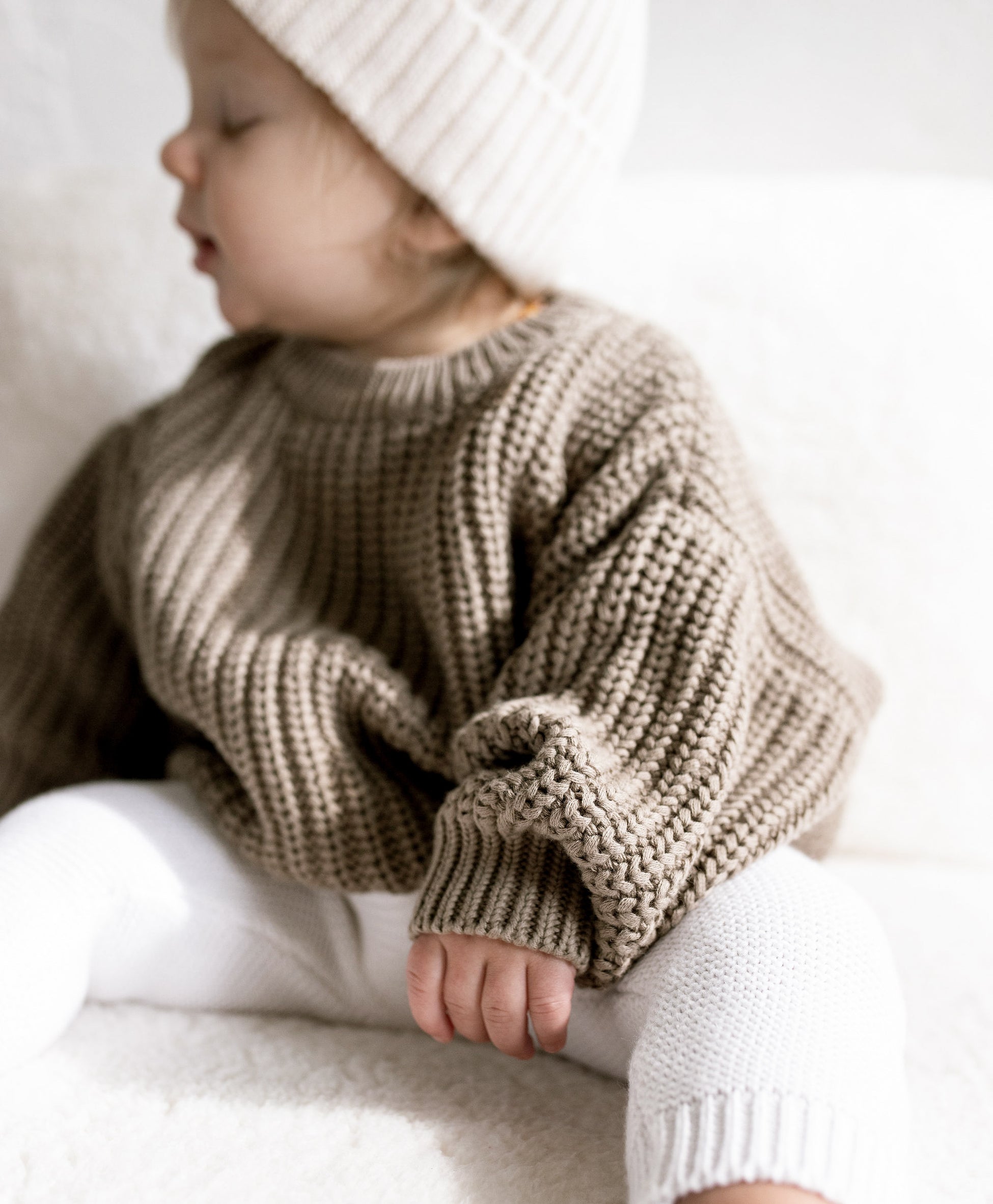 Nature Baby Oak Hoodie - Rust Chunky Knit