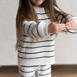 ‘Navy Stripe’ Ribbed Knit Pant