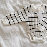 ‘Navy Stripe’ Ribbed Knit Onesie