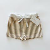 Euro Style Vintage Stripe Swim Trunks