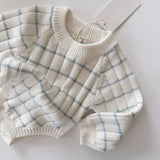 ‘Sky Blue Stripe’ Ribbed Knit Onesie