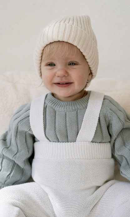 Wide Ribbed Knit Onesie ‘Fog’