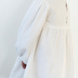 Billowed Sleeve Linen Dress ‘White’