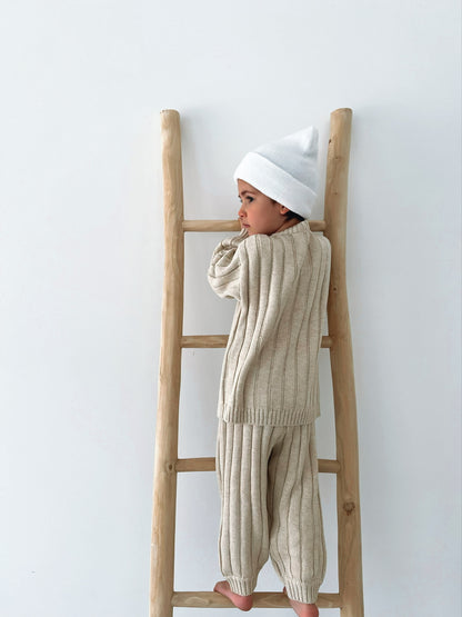 Children’s Wide Ribbed Knit Pant ‘Biscotti’