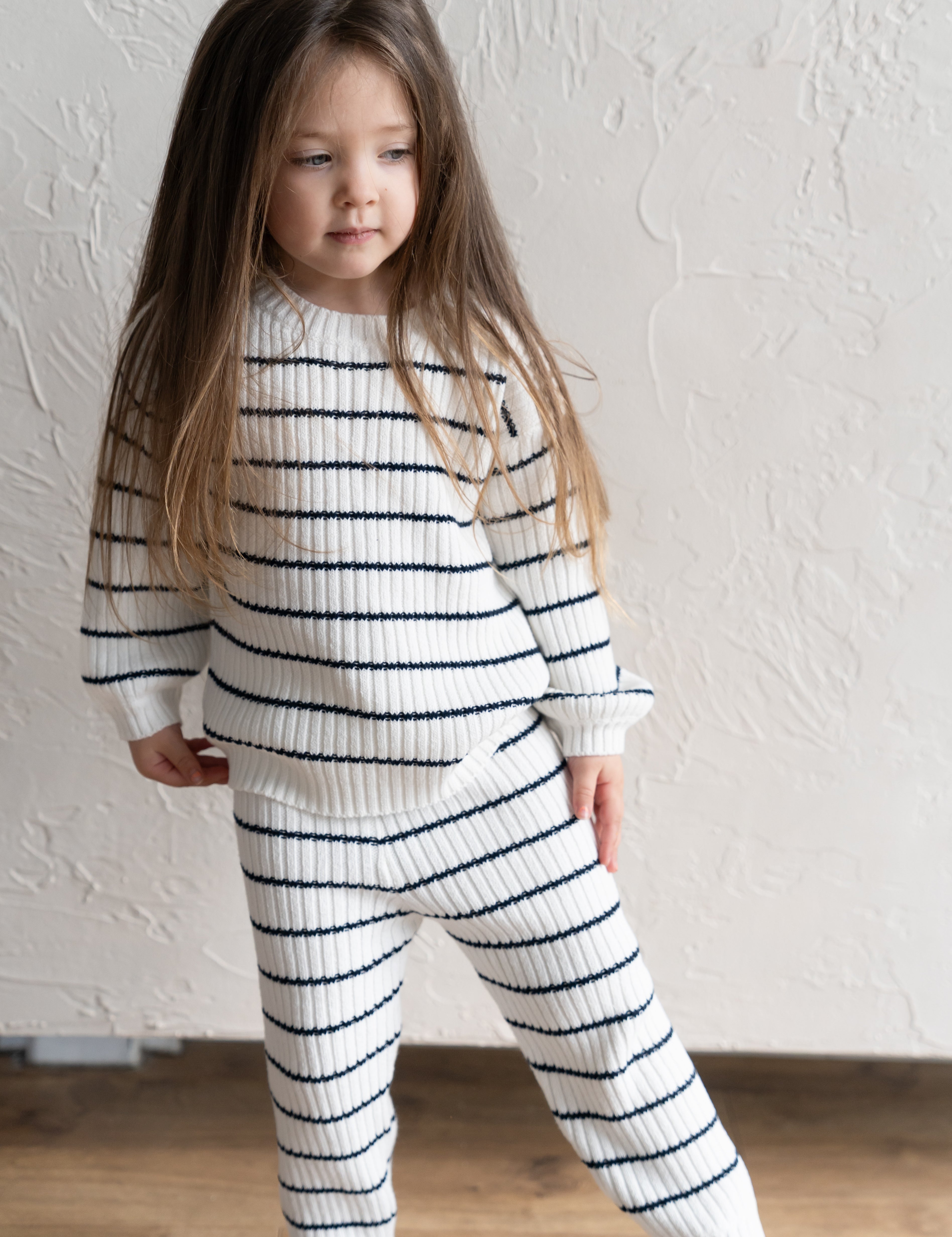 ‘Navy Stripe’ Ribbed Knit Pant