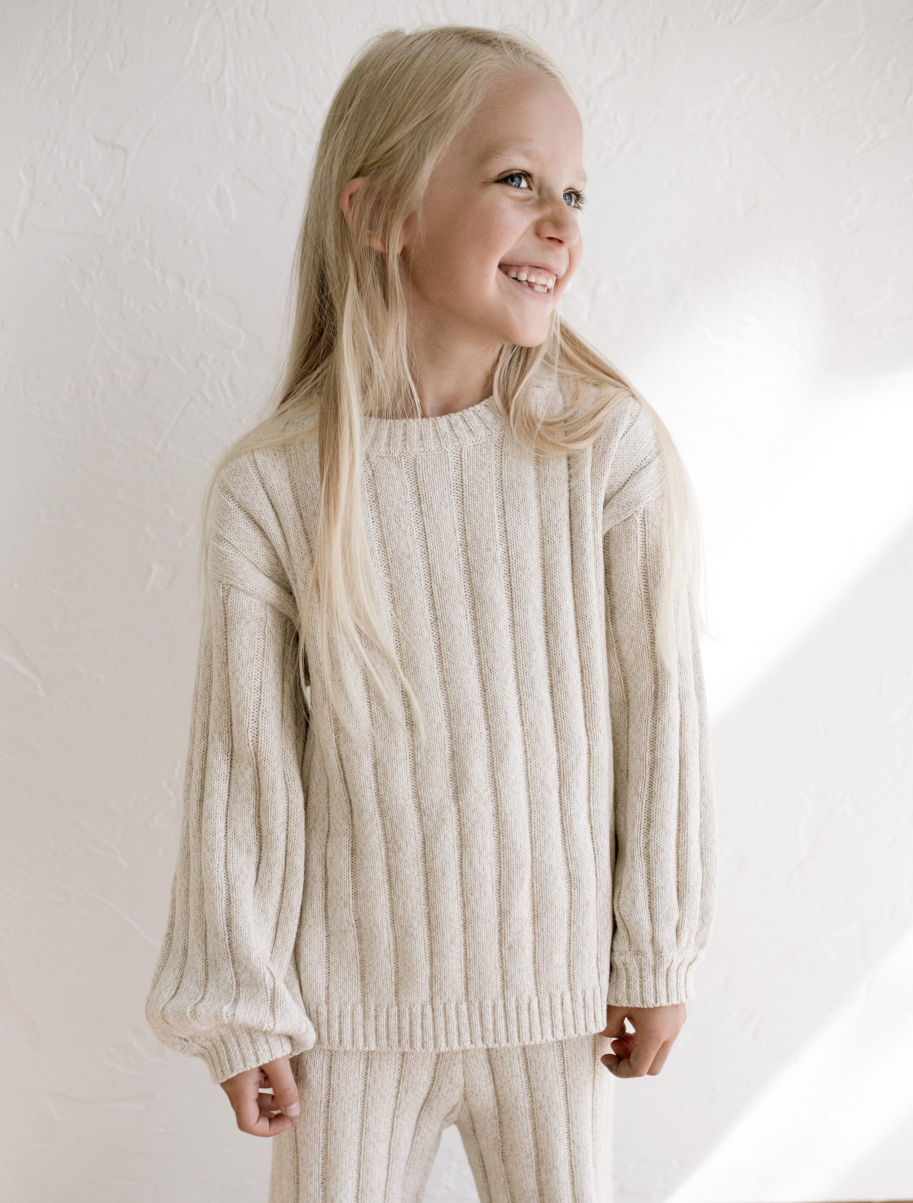 Children's Wide Ribbed Knit Sweater 'Oatmeal' – Oat Co