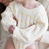 ‘Yellow Stripe’ Ribbed Knit Onesie