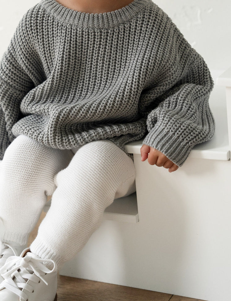 Storm Gray' Chunky Knit Sweater – Oat Co - Main Image