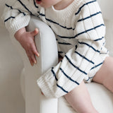 ‘Navy Stripe’ Ribbed Knit Onesie