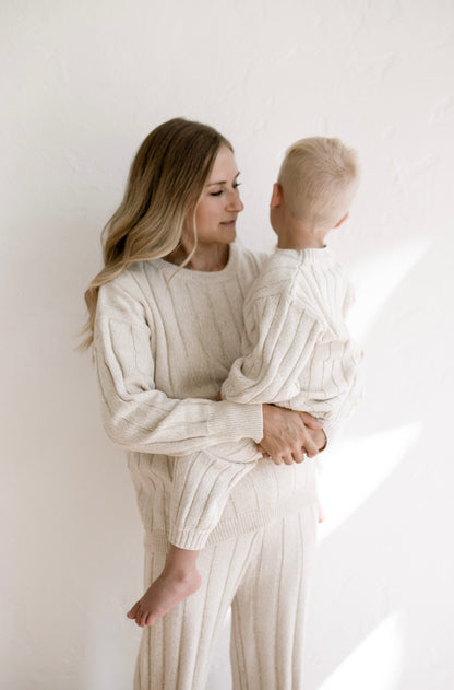 Women’s Wide Ribbed Knit Sweater ‘Oatmeal’
