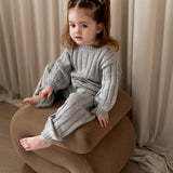 Children’s Wide Ribbed Knit Sweater ‘Rain Gray’