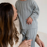 Children’s Wide Ribbed Knit Sweater ‘Fog’