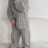 Children’s Wide Ribbed Knit Sweater ‘Rain Gray’