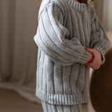 Children’s Wide Ribbed Knit Sweater ‘Rain Gray’
