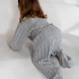 Children’s Wide Ribbed Knit Sweater ‘Rain Gray’