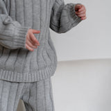 Children’s Wide Ribbed Knit Sweater ‘Rain Gray’