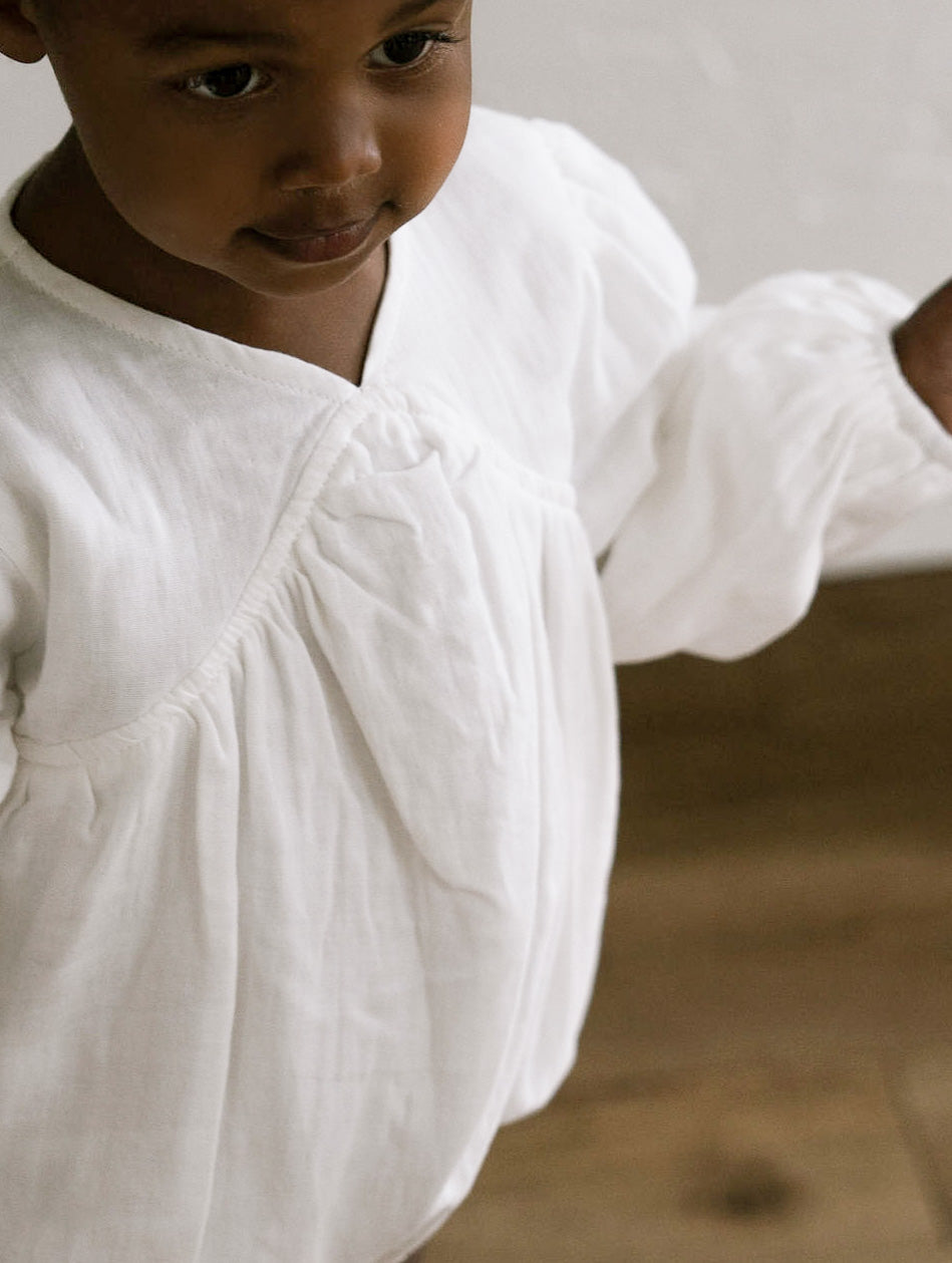 Billowed Muslin Romper ‘White’