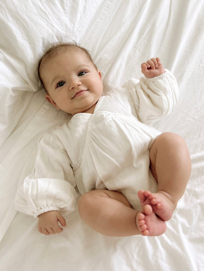 Billowed Muslin Romper ‘White’