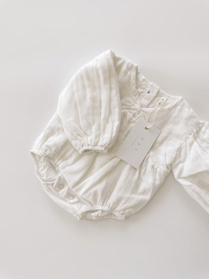 Billowed Muslin Romper ‘White’