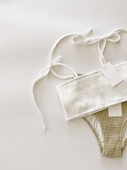Women’s Smocked Bikini Top - Coconut