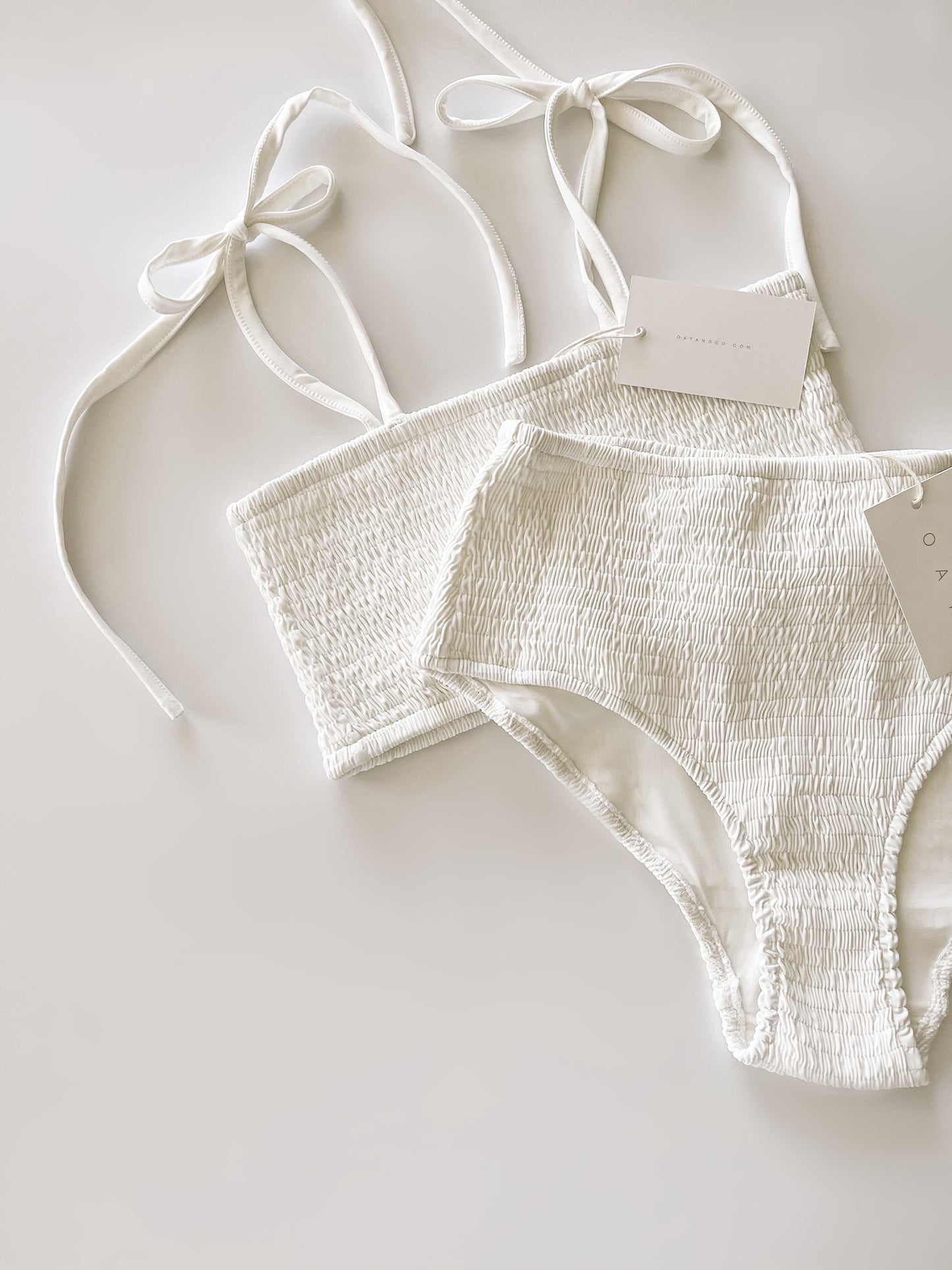 Women’s High Waisted Smocked Bikini Bottoms - Coconut