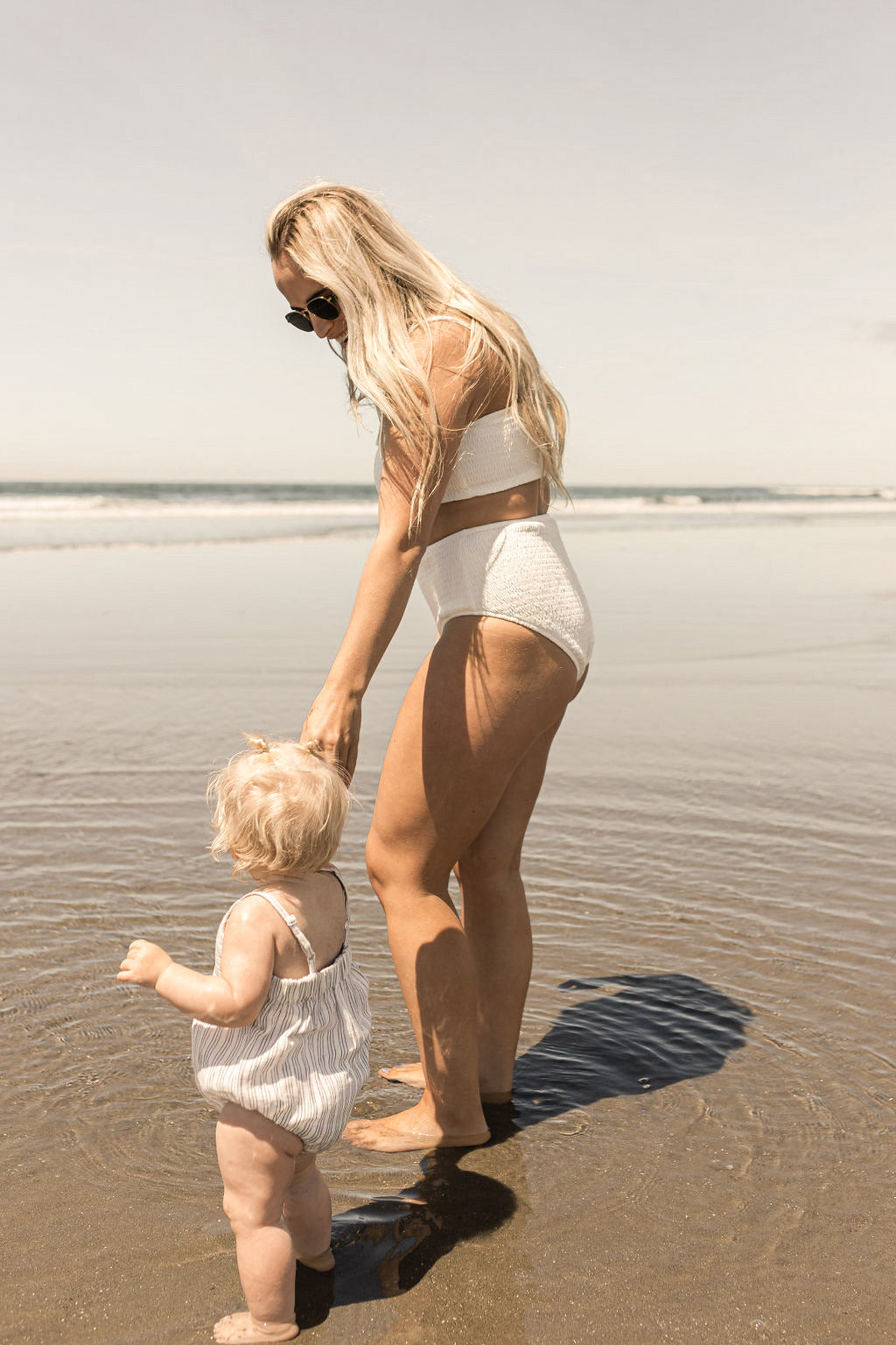 Women’s High Waisted Smocked Bikini Bottoms - Coconut