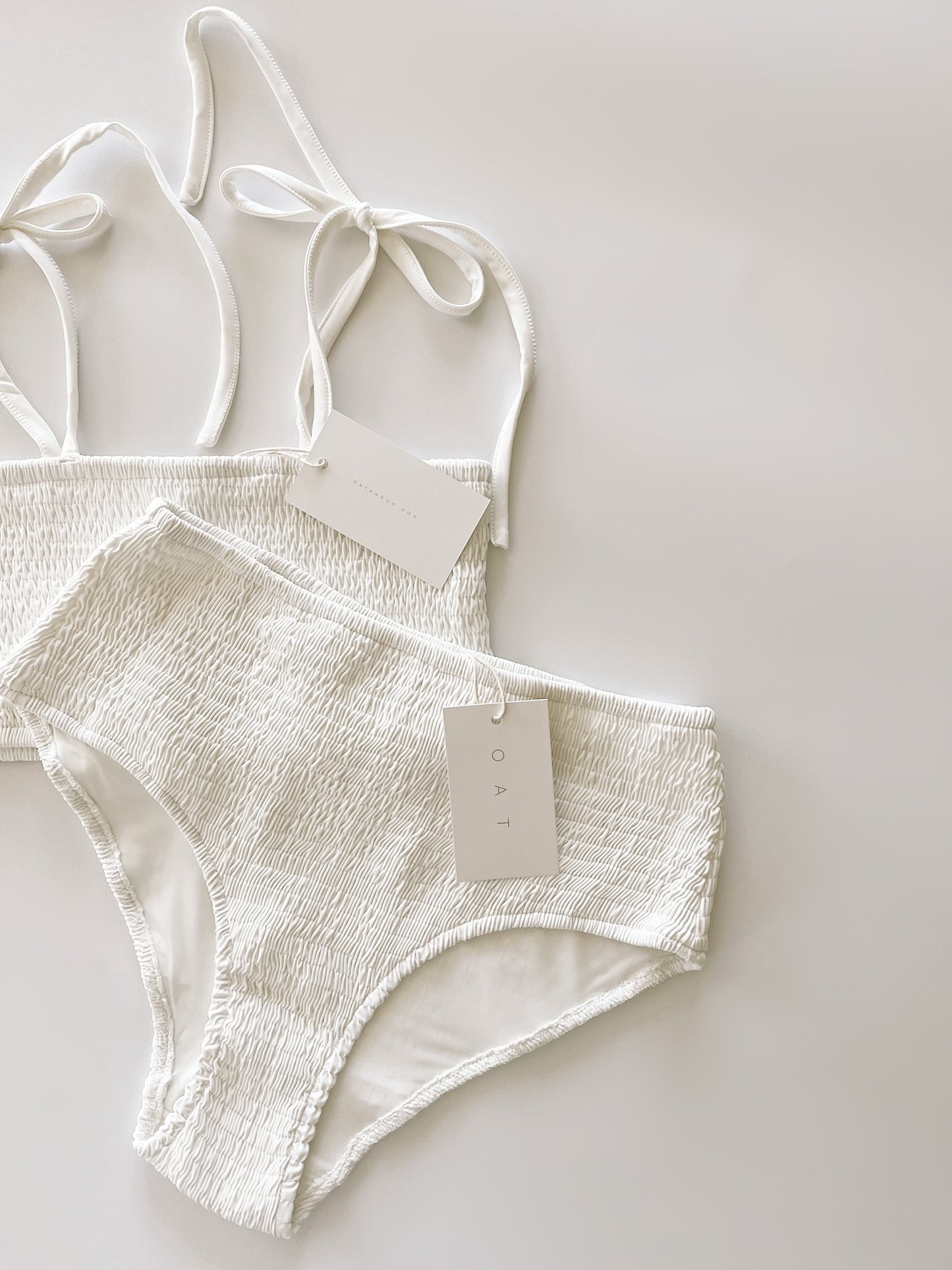 Women’s High Waisted Smocked Bikini Bottoms - Coconut