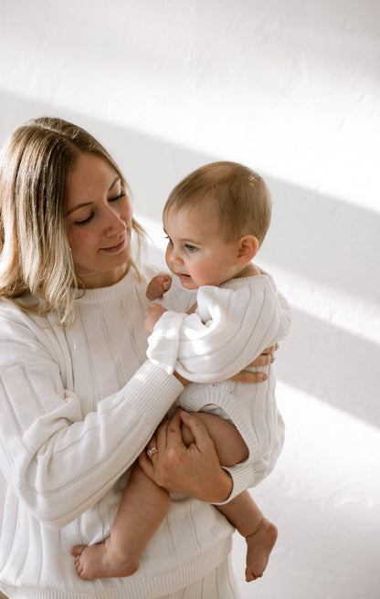 Wide Ribbed Knit Onesie ‘Dove’