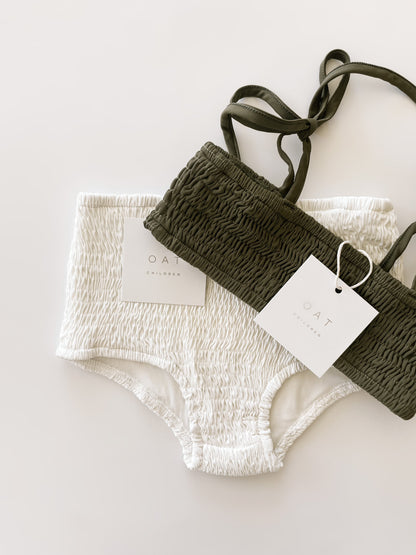 Smocked Bikini Top - Olive