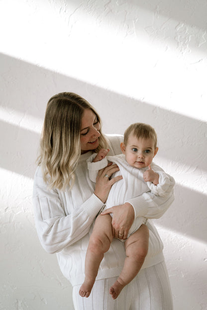 Wide Ribbed Knit Onesie ‘Dove’