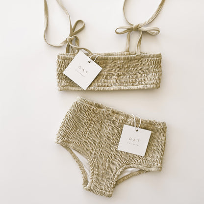Smocked Bikini Top - Sand