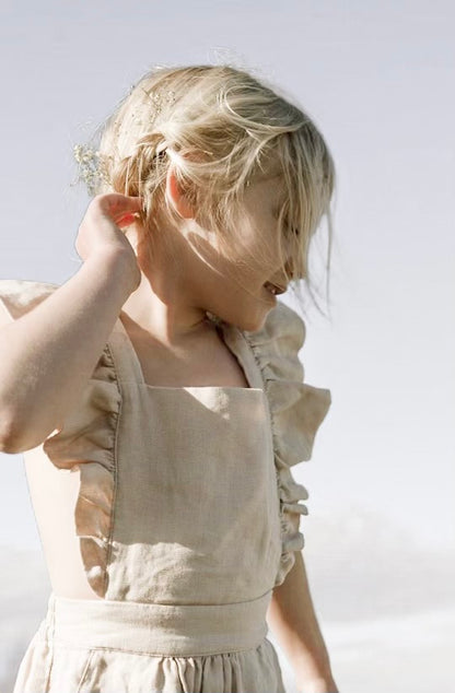Linen Flutter Sleeve Jumpsuit - Petal