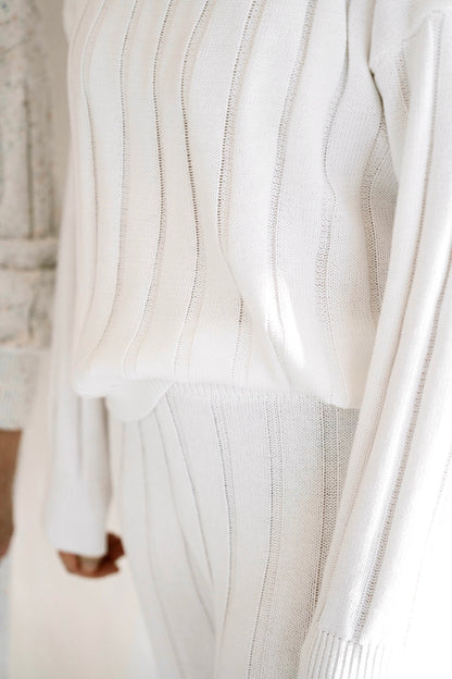 Women’s Wide Ribbed Knit Pant ‘Dove’