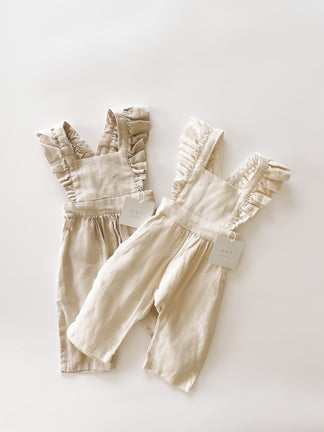 Linen Flutter Sleeve Jumpsuit - Vanilla – Oat Co