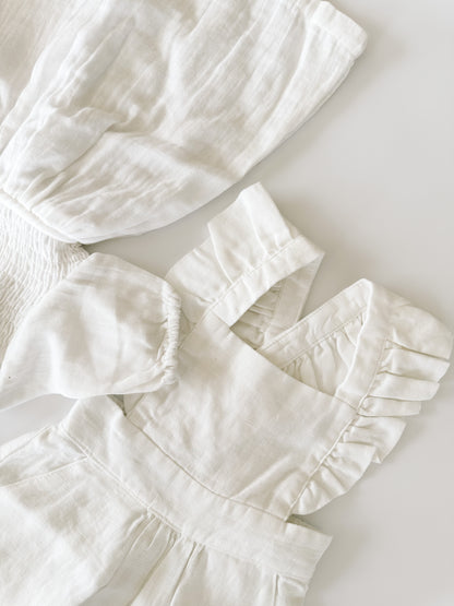 Linen Flutter Sleeve Jumpsuit - Ivory