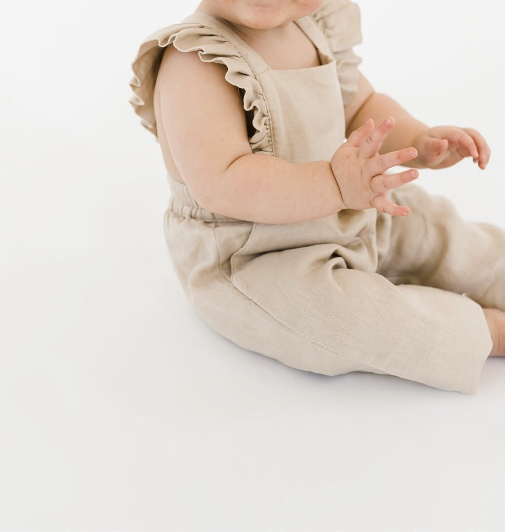 Linen Flutter Sleeve Jumpsuit - Petal