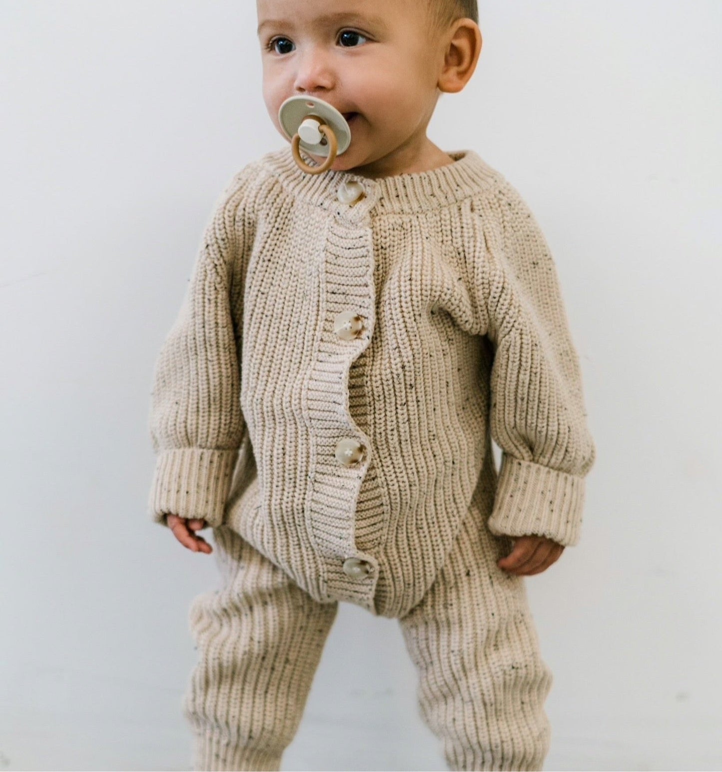 ‘Oat Fleck’ Chunky Knit Playsuit