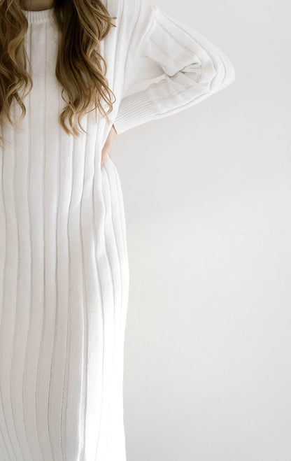 Women’s Wide Ribbed Dress ‘Dove’